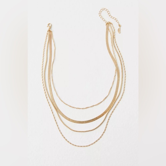 Free People Jewelry - NWT Free People Gold Plated Lara Layer Choker In Gold
